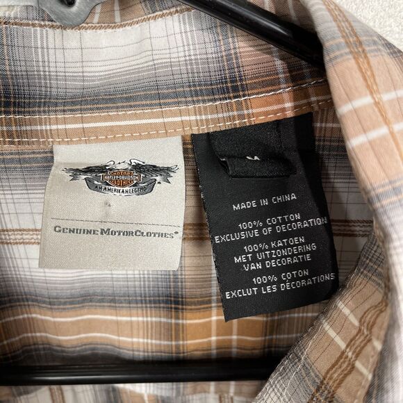 Harley Davidson Plaid Shirt Women's Medium Embroidered Western Cut Pearl Snap - Picture 3 of 8